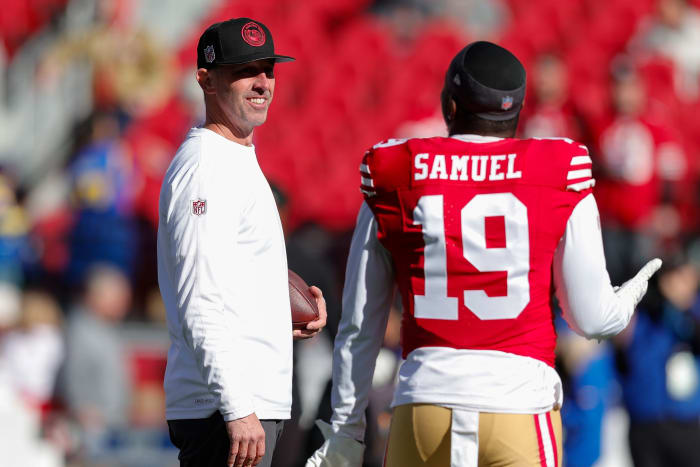 San Francisco 49ers coach Kyle Shanahan and receiver Deebo Samuel.